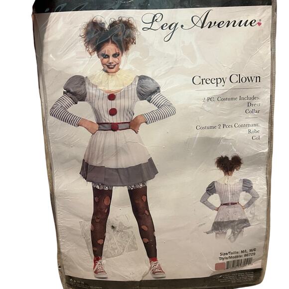 Leg Avenue Creepy Clown IT Halloween Costume - Picture 3 of 6